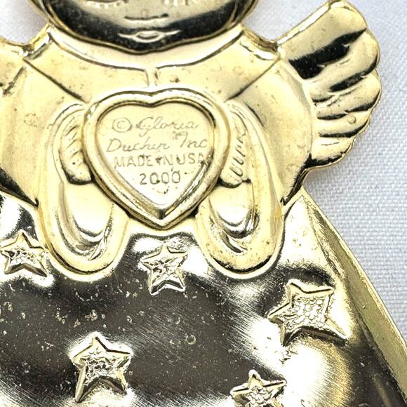 VTG Gloria Duchin 2000 Christmas Ornament February Birthstone Angel Gold Tone - Picture 3 of 6